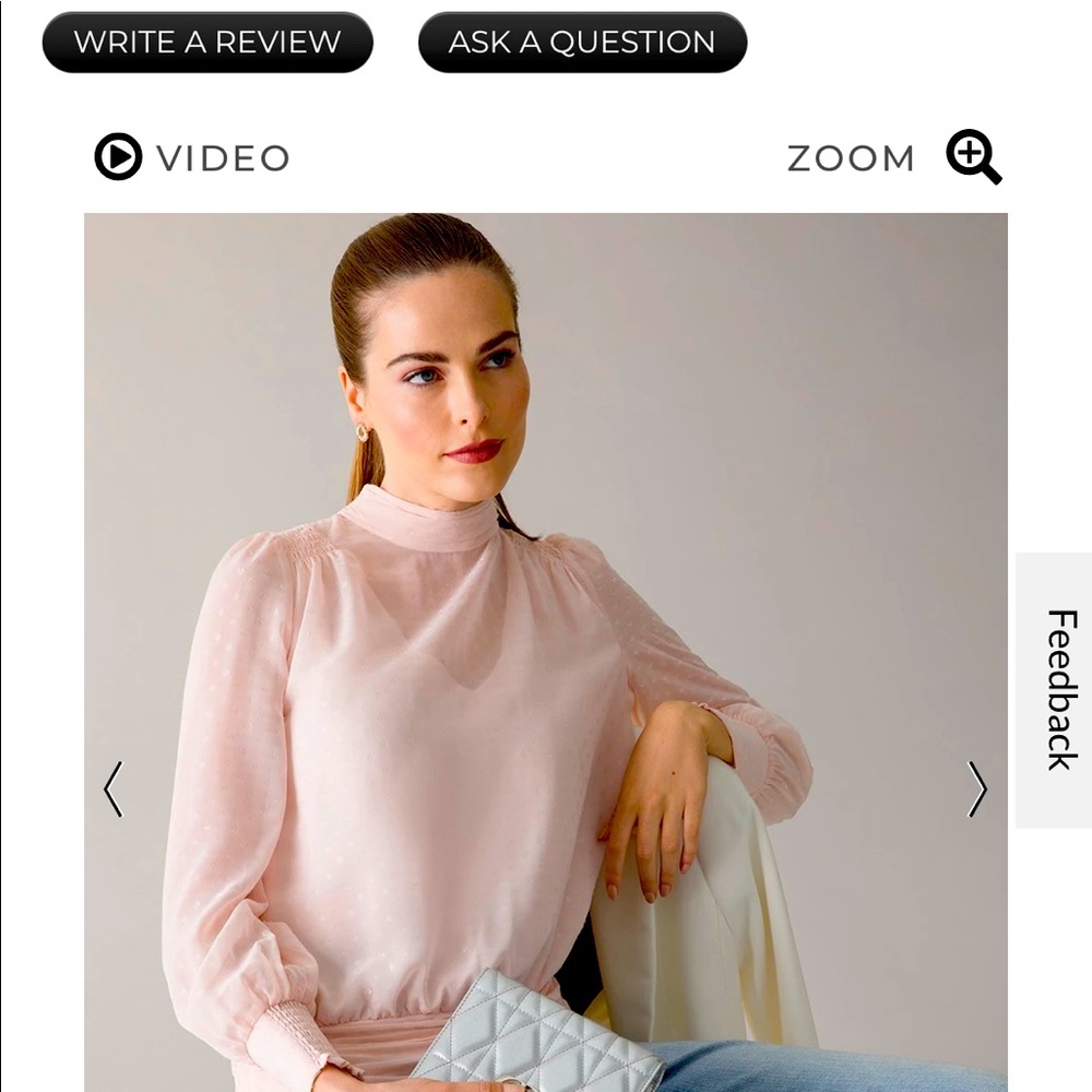 Mock Neck Metallic Banded Bottom Blouse